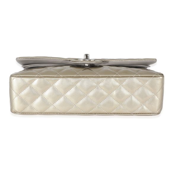 Chanel Gold Patent Striated Medium Classic Flap Bag - Picture 5 of 8